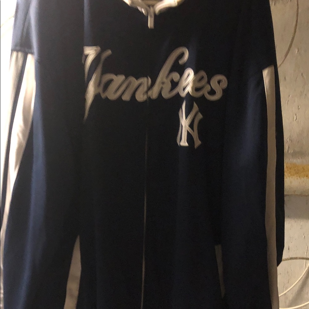 Stitches Navy Blue and White Yankees Zip-Up Jacket